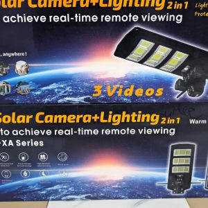SOLAR CCTV CAMERA 3LENS WITH STREET LIGHT 4G Rotate 360